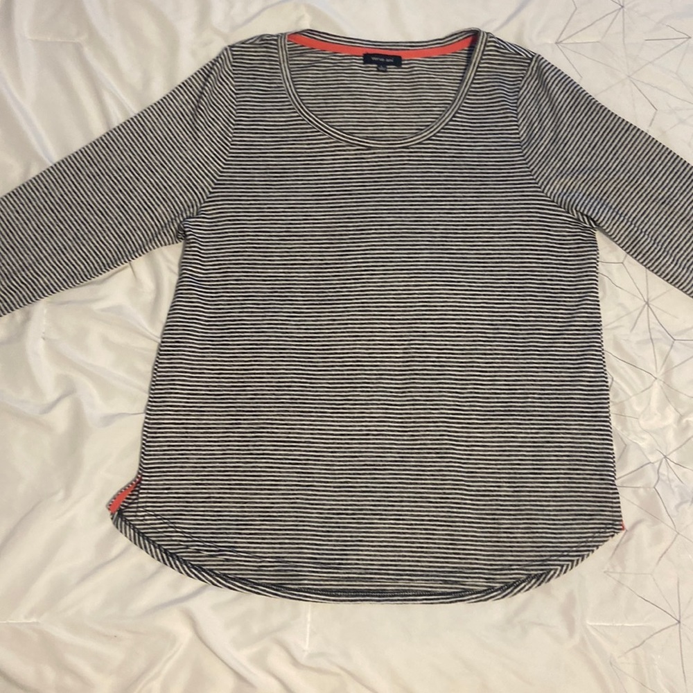 Cute long sleeve top.  Black and white strips.  Size L. Verve Ami brand.